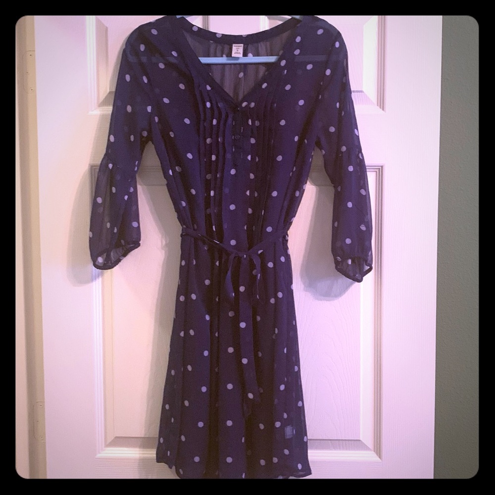 Navy and White Polka Dot Casual Dress